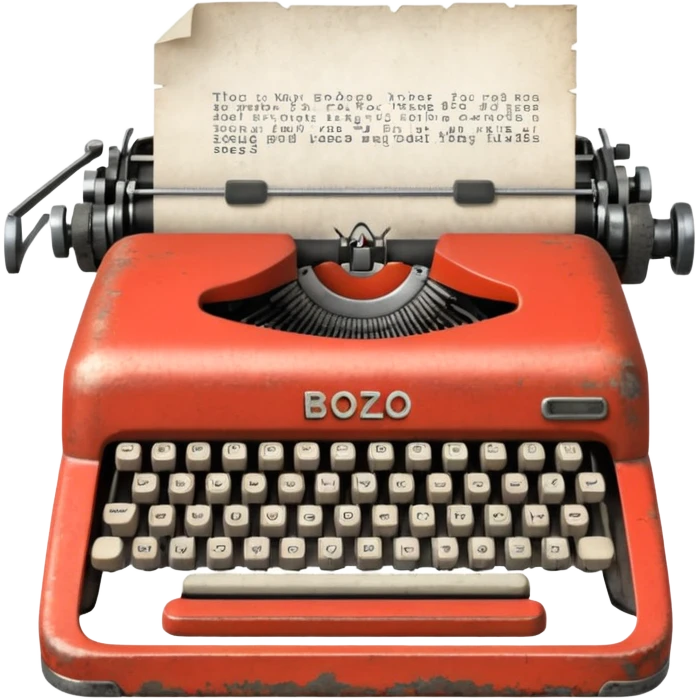 Typewriter with paper that says bozo on paper emoji