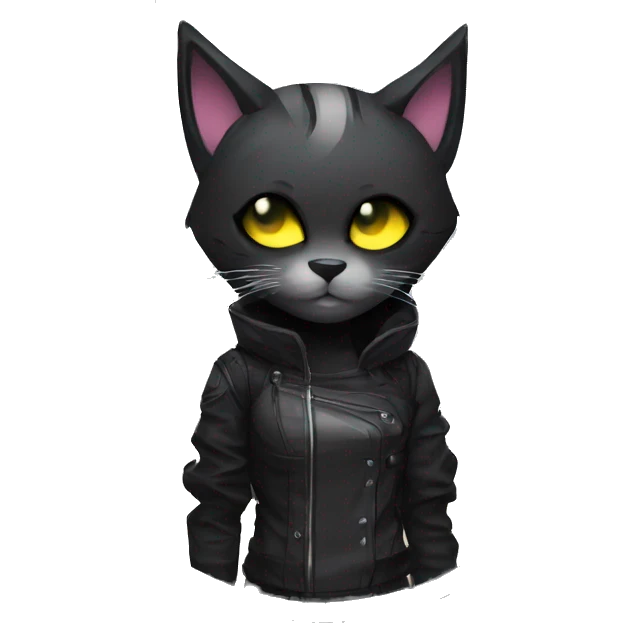 Edgy Shy Anthro cool pretty dark cat-fursona techwear emoji