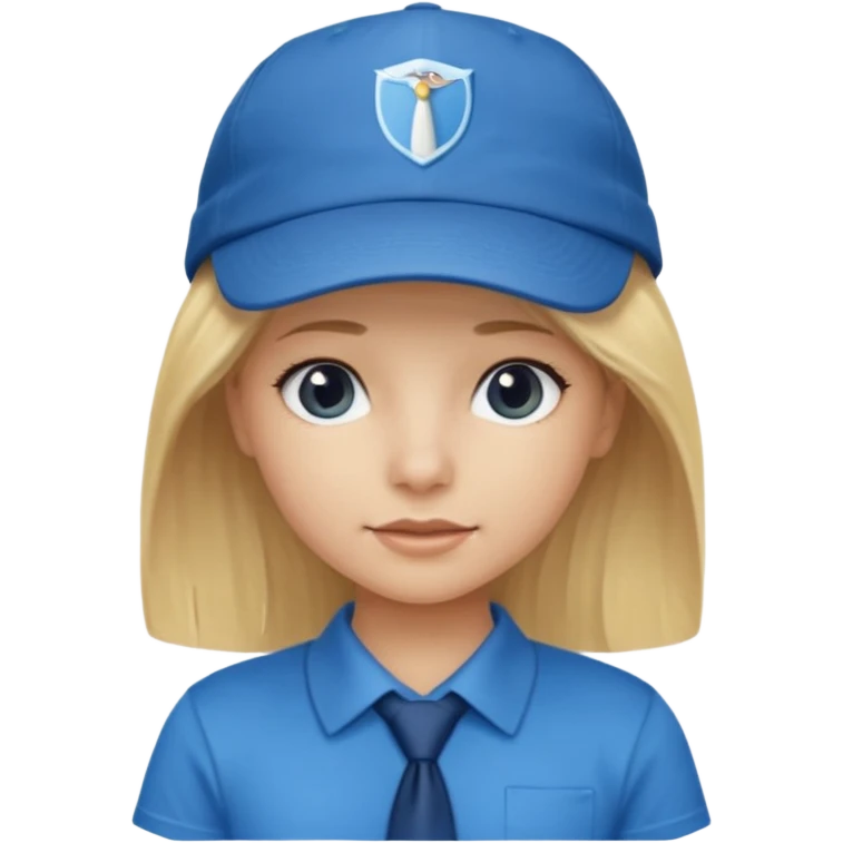 bloande girl with tshirt blue tie and cap emoji