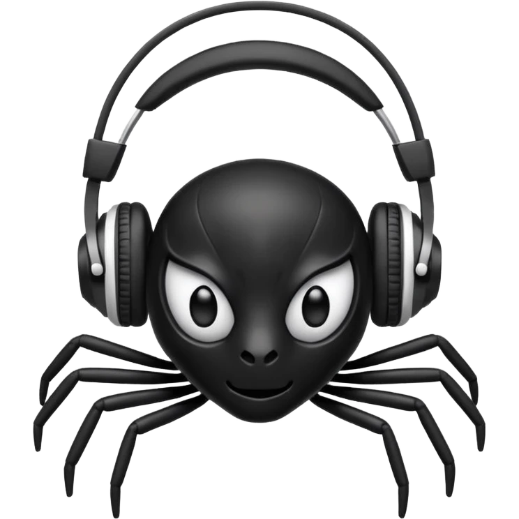 A black spider with white headphones emoji