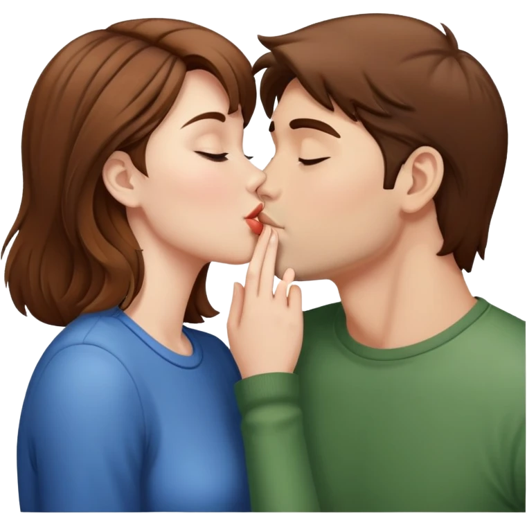 Brown hair girl Kissing guy emoji