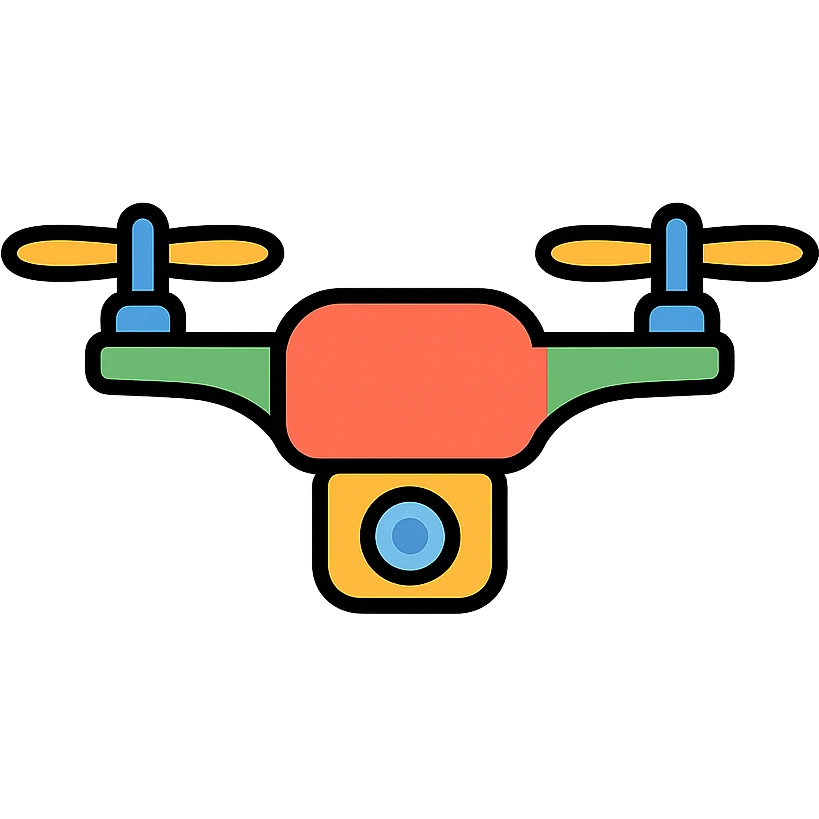 drone, side view, color icon style, compact, with camera detail, vibrant accent colors emoji