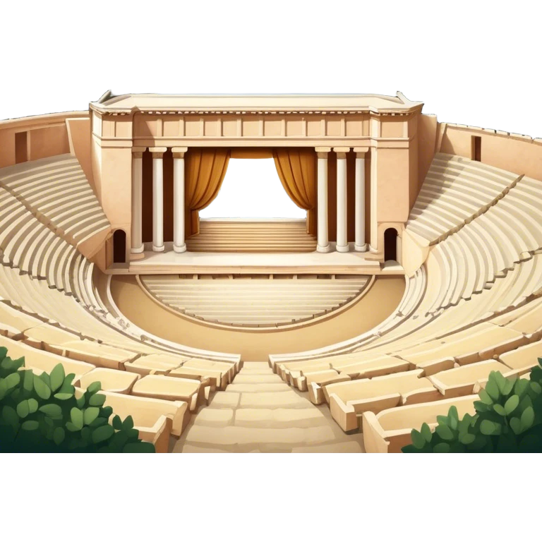 Cinematic Realistic Theatre of Epidaurus Landmark Emoji, depicted as a classical open‚Äêair theatre nestled in nature rendered with soft textures and serene, historical lighting. emoji