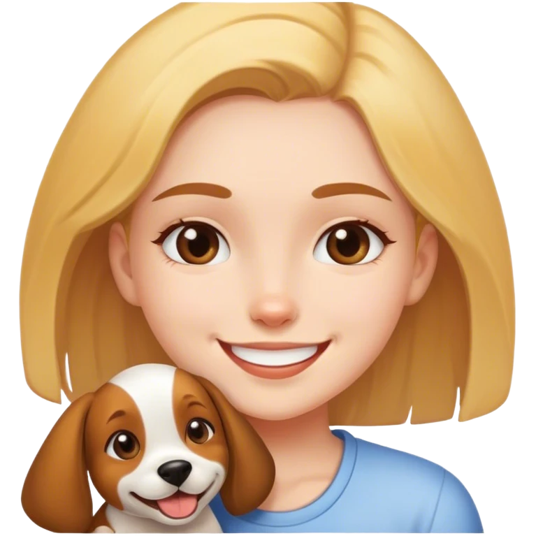 smiling girl with dog emoji