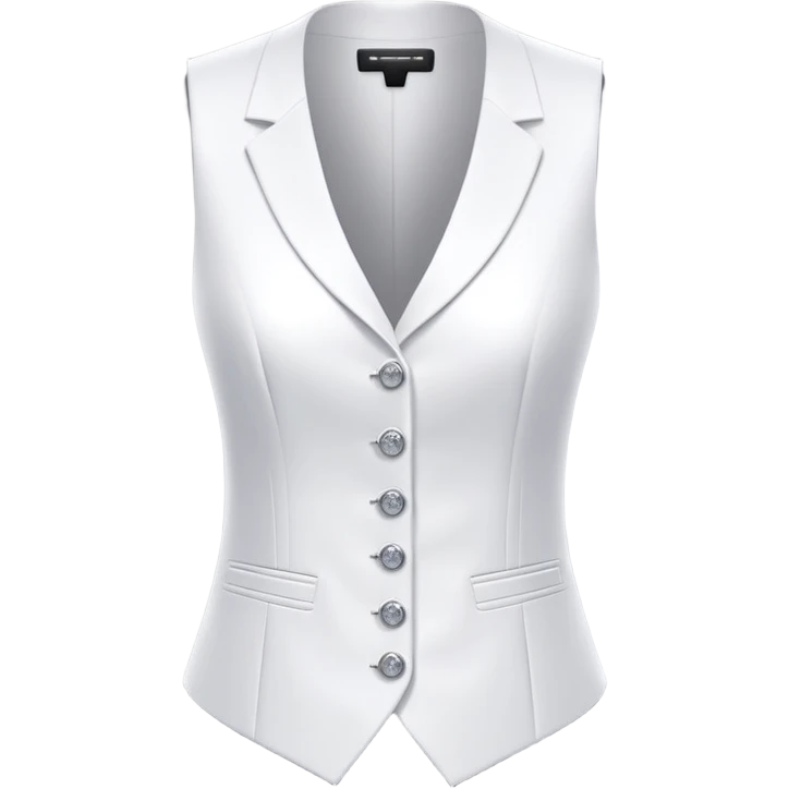 women's white formal vest with exactly 3 buttons, female tailored design emoji