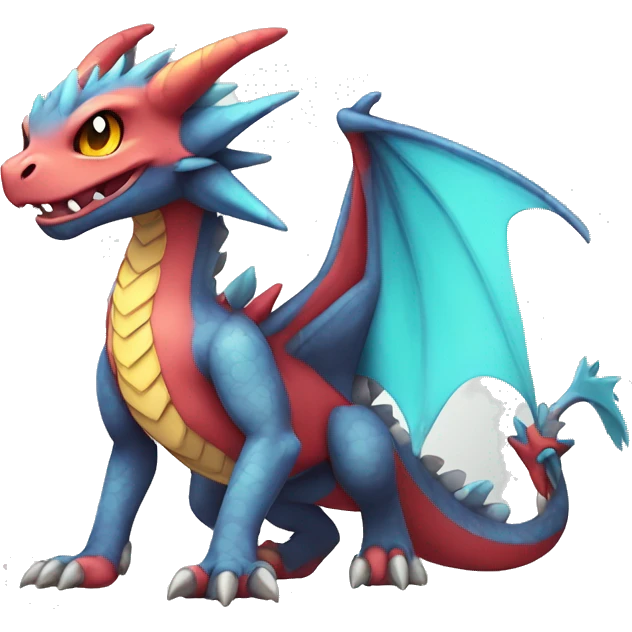 Kawaii Edgy Bright Dragon Pokémon Fakemon full body emoji