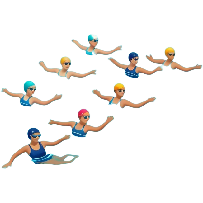 swimming pool with swimmers, minimal, bright colors emoji