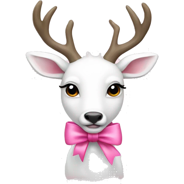white deer with pink bow emoji