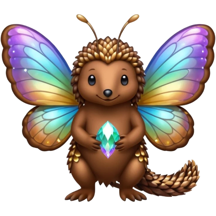 echidna with butterfly wings and sparkle emoji