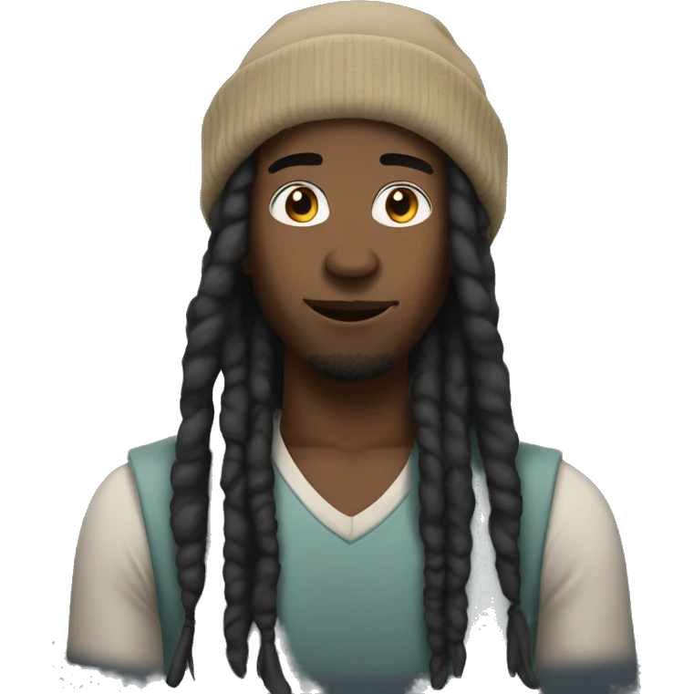 Black man with dreadlocks and beanie emoji