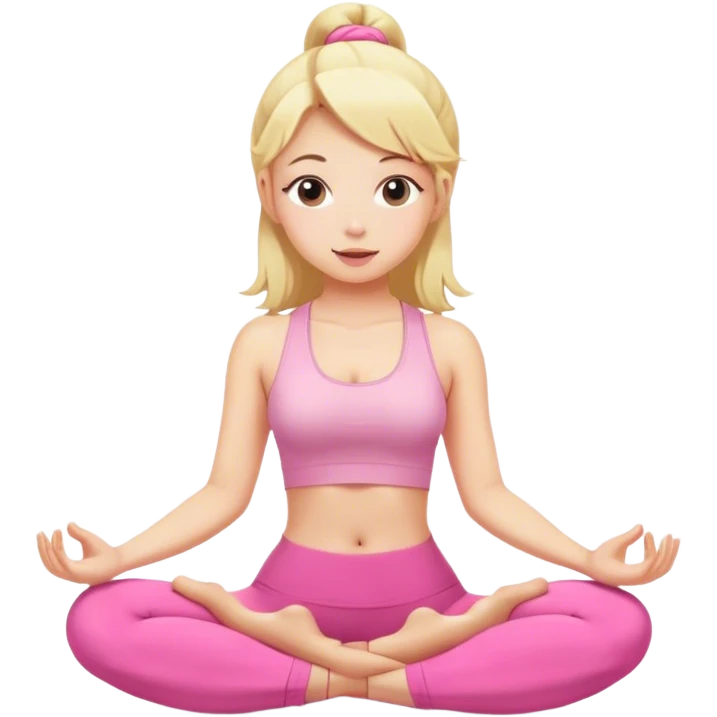 Blonde girl doing yoga, pink thematic emoji
