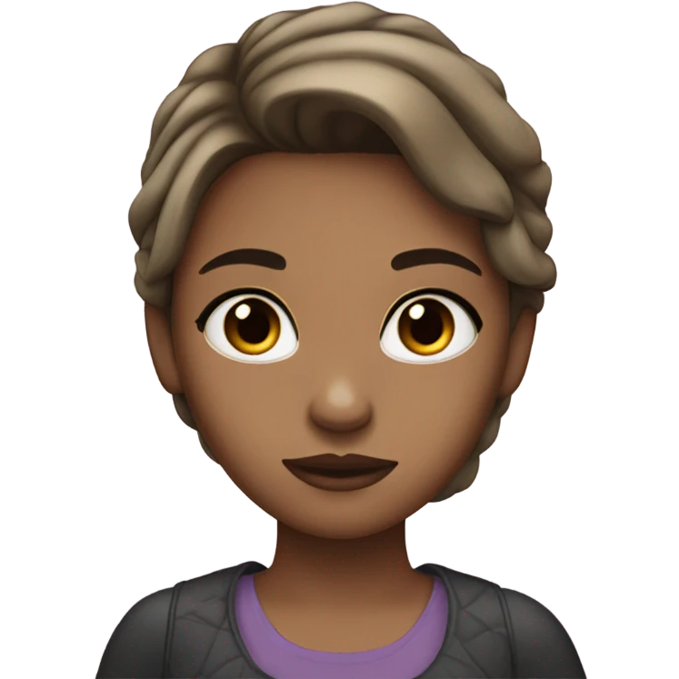 A dark blonde girl with black eyes emoji