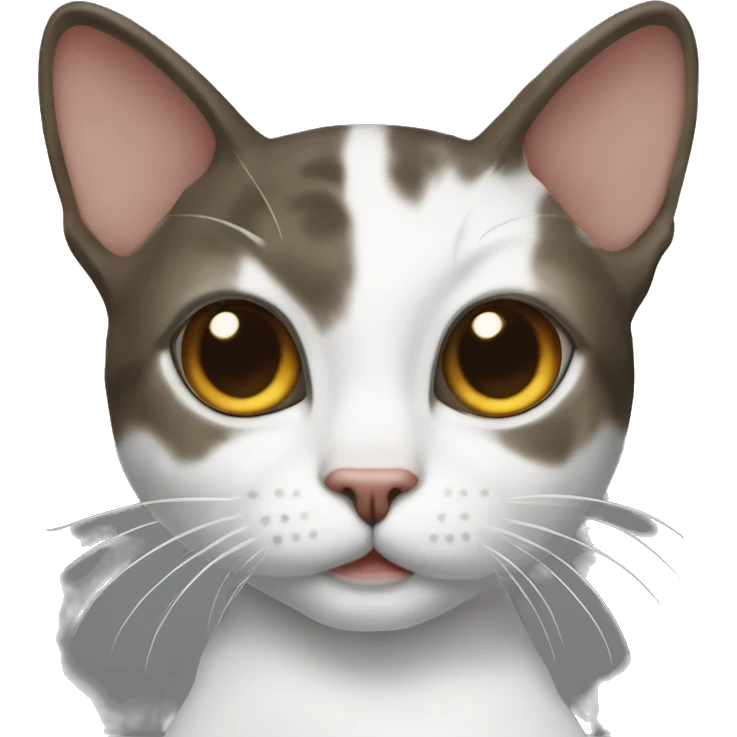 American wire head cat with black and mousey brown on the back and white bottom off of her face and neck emoji