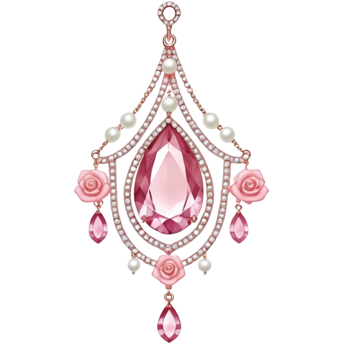 Rose-colored pastel glistening glossy sparkly shiny glittery hanging crystals pearls and beads and gemstones decorations emoji