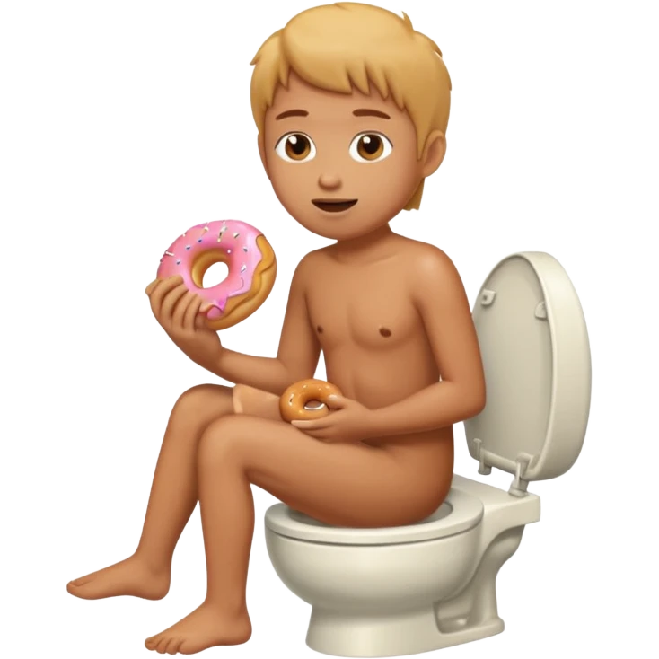 cop sitting on a toilet naked with a donut emoji