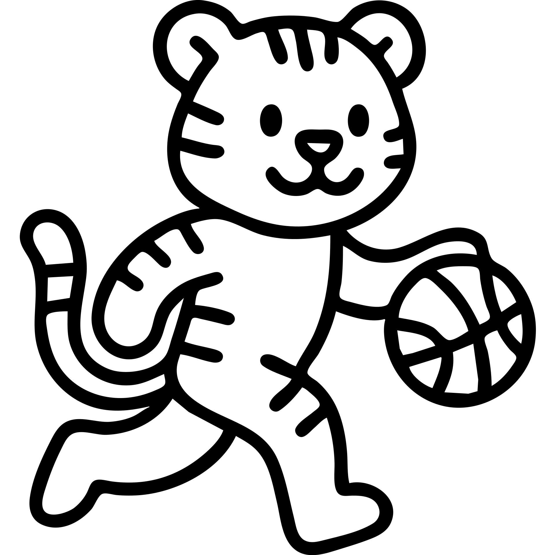 cartoon tiger playing basketball outlined icon emoji