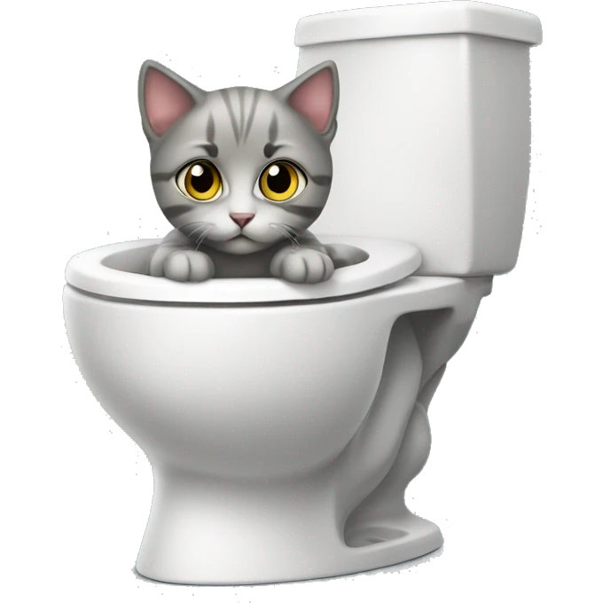 Little kitten on the toilet with cute eyes emoji