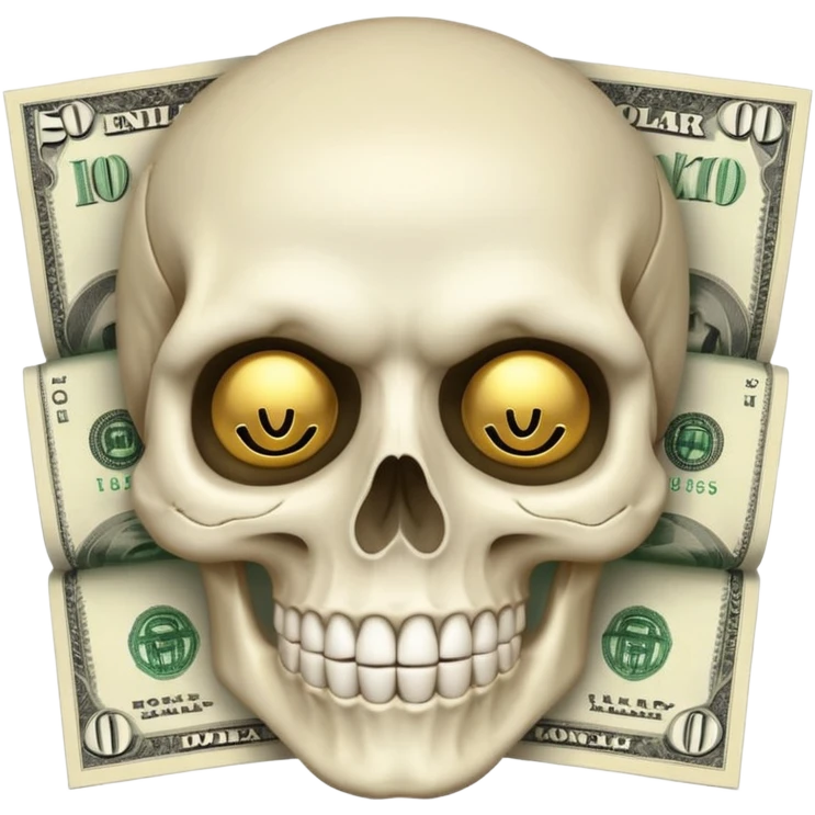 Money White Skull Emoji Face emoji