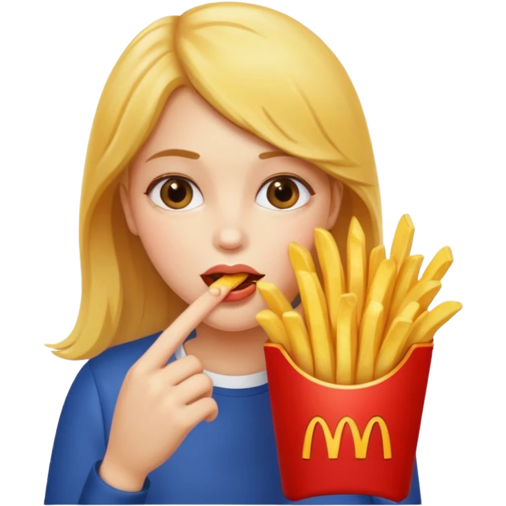 Girl munching fries emoji