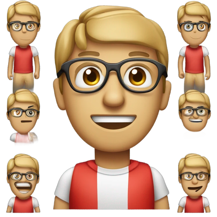 Männliche Person mit Cap nach hinten mit Brille mit 3 Tage Bart und schmalem Gesicht sowie Dartpfeil in der Hand in Wurfbewegung mit einem Rot-Weißen Shirt  emoji