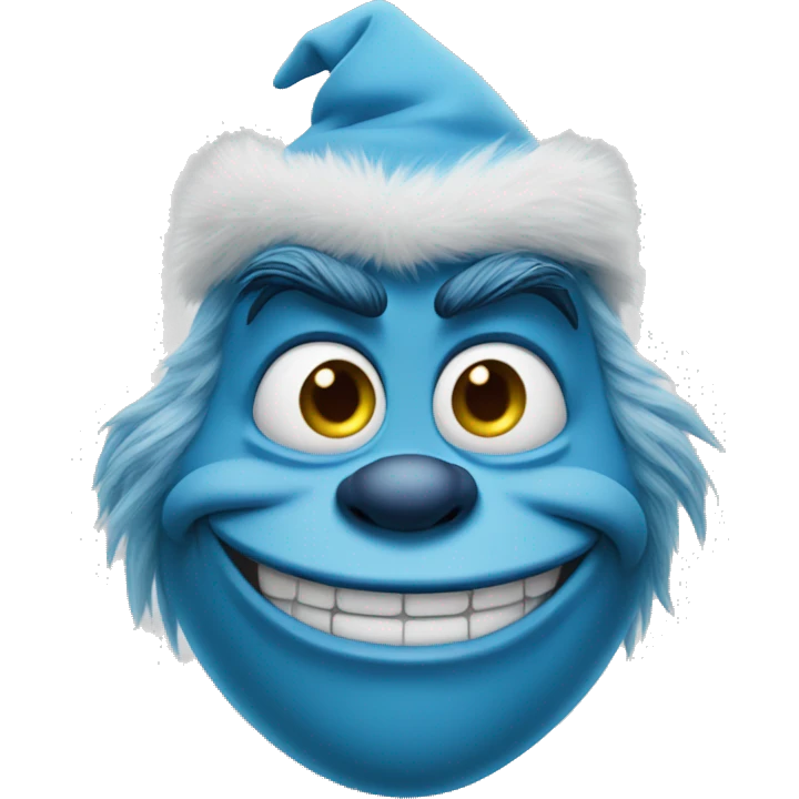 blue grinch smirking emoji