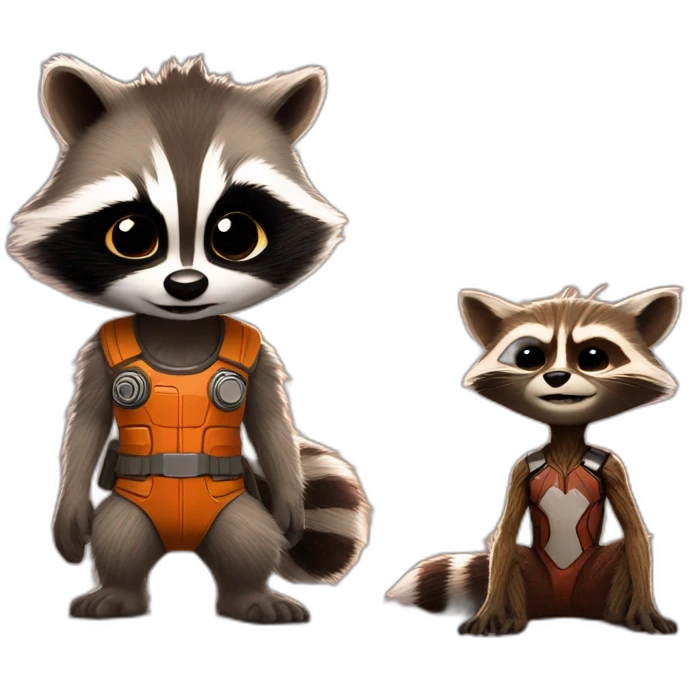 rocket racoon and baby groot emoji