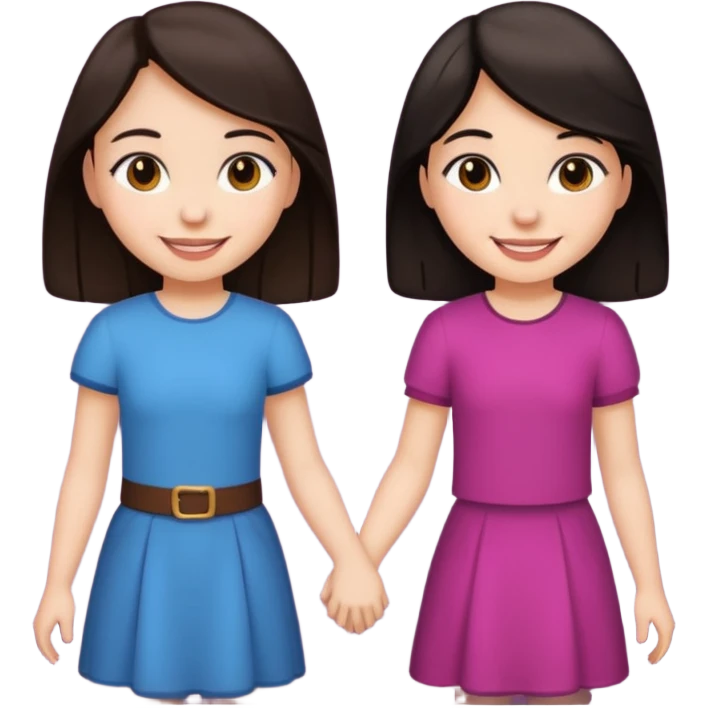 Two friends holding hands girls dark hair emoji