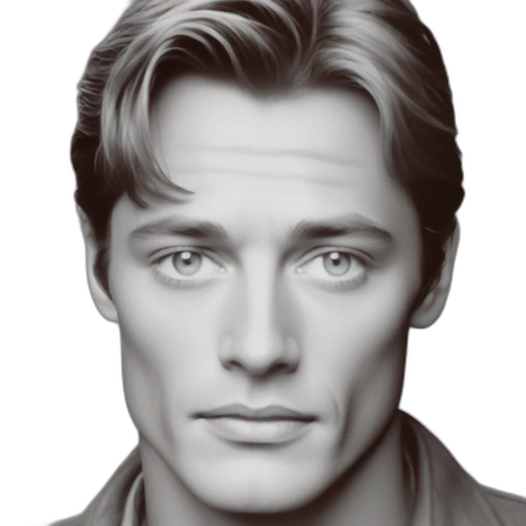 Alain Delon young dock worker blue eyes reddish hair clean shaven emoji