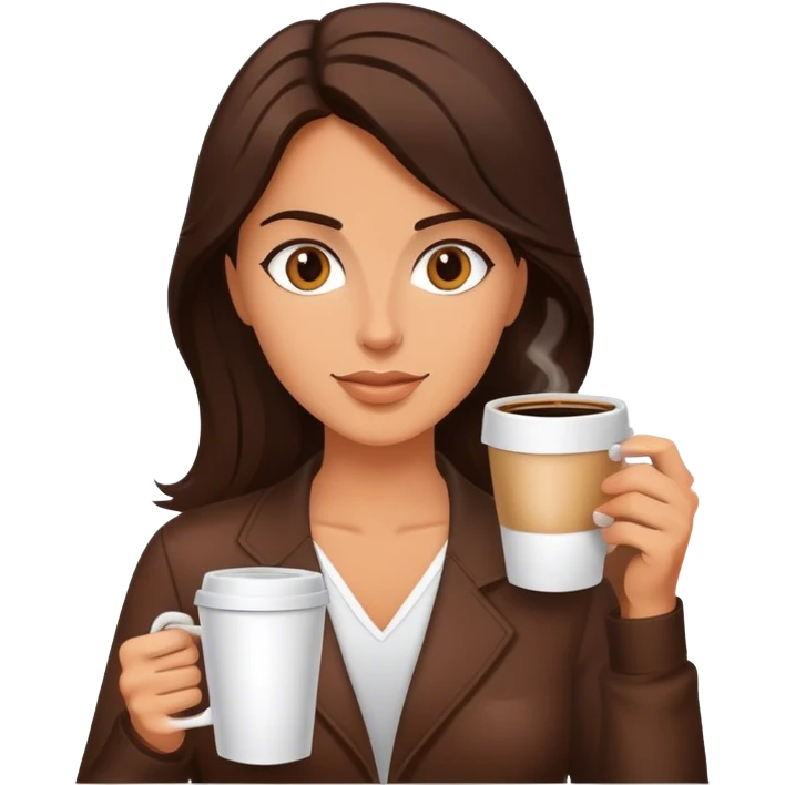 freelancer brunette with coffee in hand emoji