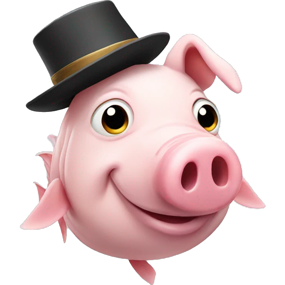 fish-pig with hat emoji