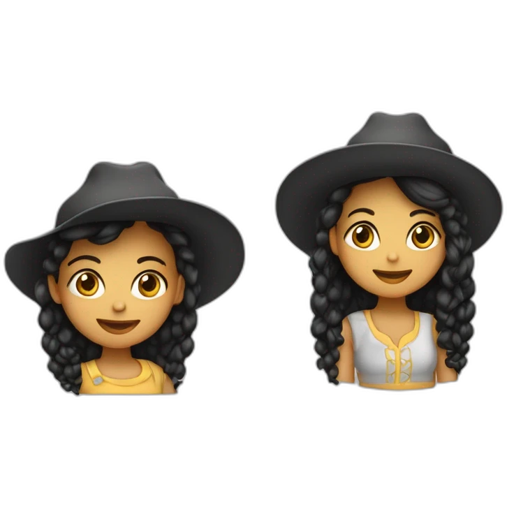 Uma menina Boiadeira com chapéu de boiadeira cabelos longos lisos e pretos emoji