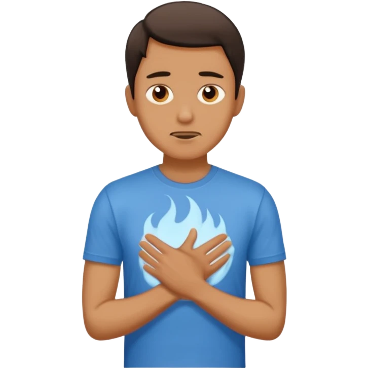 Man wearing a t-shirt and feeling cold emoji