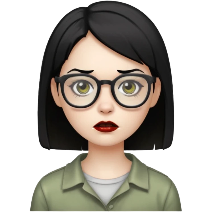 create a female zombie with short straight black hair, and who wears glasses  emoji