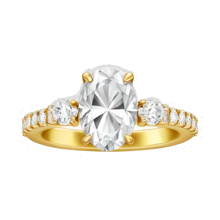 Oval diamond ring with gold and diamond band emoji