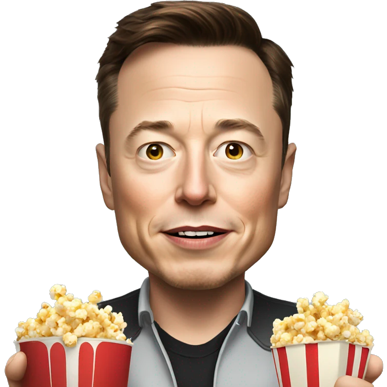 Elon Musk with popcorn in his hand emoji