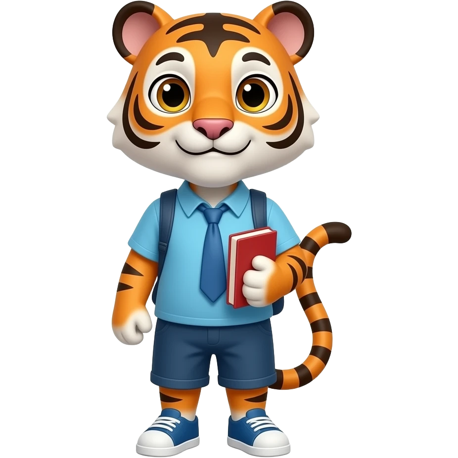 student tiger with book emoji