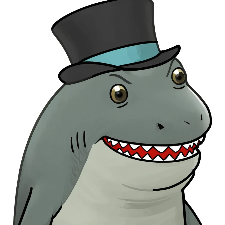 Shark with a top hat emoji