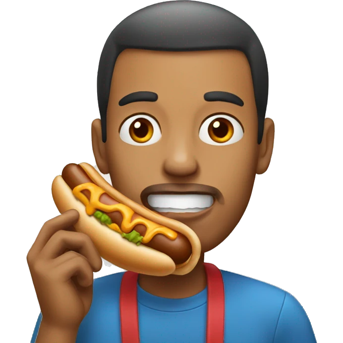 Man eating a hotdog emoji