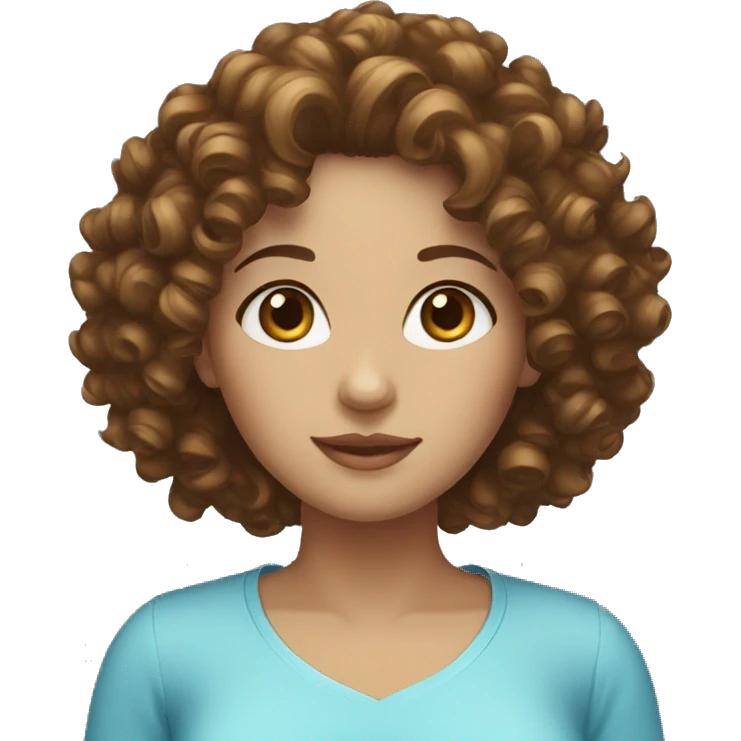 Brown Curly hair women with blue eyes  emoji