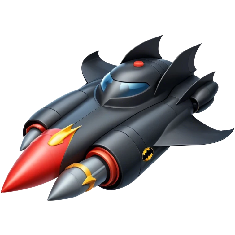 batmobile riding a rocket ship boom! emoji