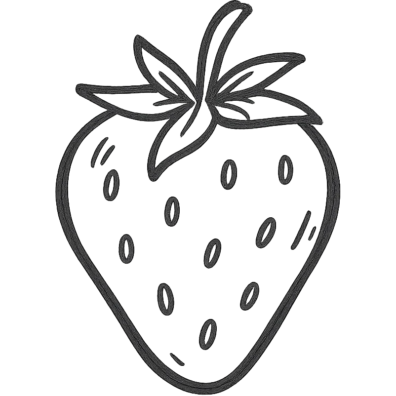 strawberry, hand drawn black outline icon emoji