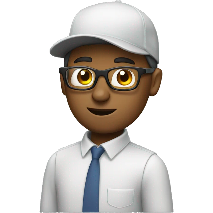 guy with a cap and glasses working on the computer emoji