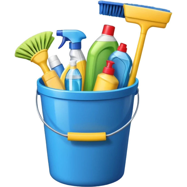 bucket with cleaning items emoji