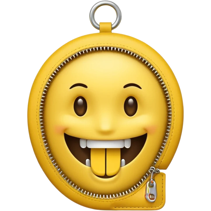A zipper face. Half yellow half brown. No background. Make it look like an emoji. In smiley format emoji