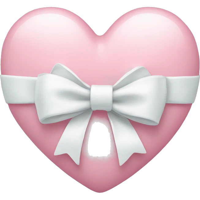 Pastel pink heart with white bow emoji