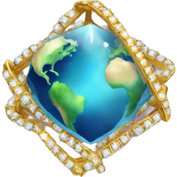 /imagine prompt: a diamond chain of the lettre "X" on the planet earth emoji