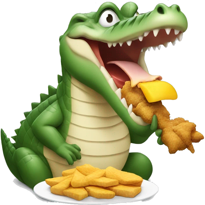 Crocodile eating a chicken emoji