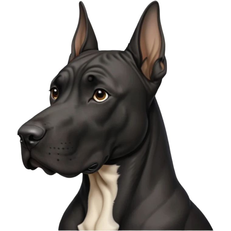 Black Male Great Dane  with no white and has cropped ears in a show stance emoji