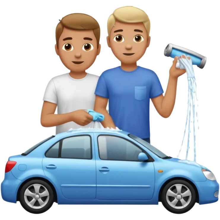 man washing a car on the street emoji