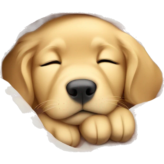 Golden retriever puppy sleeping with a blanket  emoji